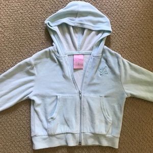 Light Blue Sparkle Butterfly Girls Sweatshirt